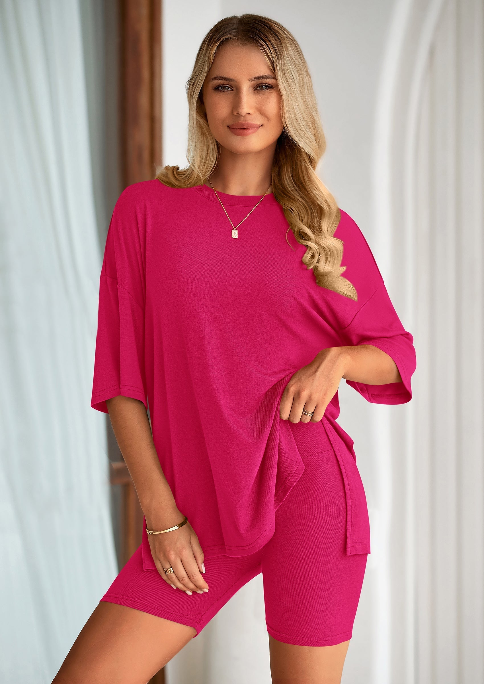Eh Style Women's Two Piece Lounge Set Summer Casual Oversized