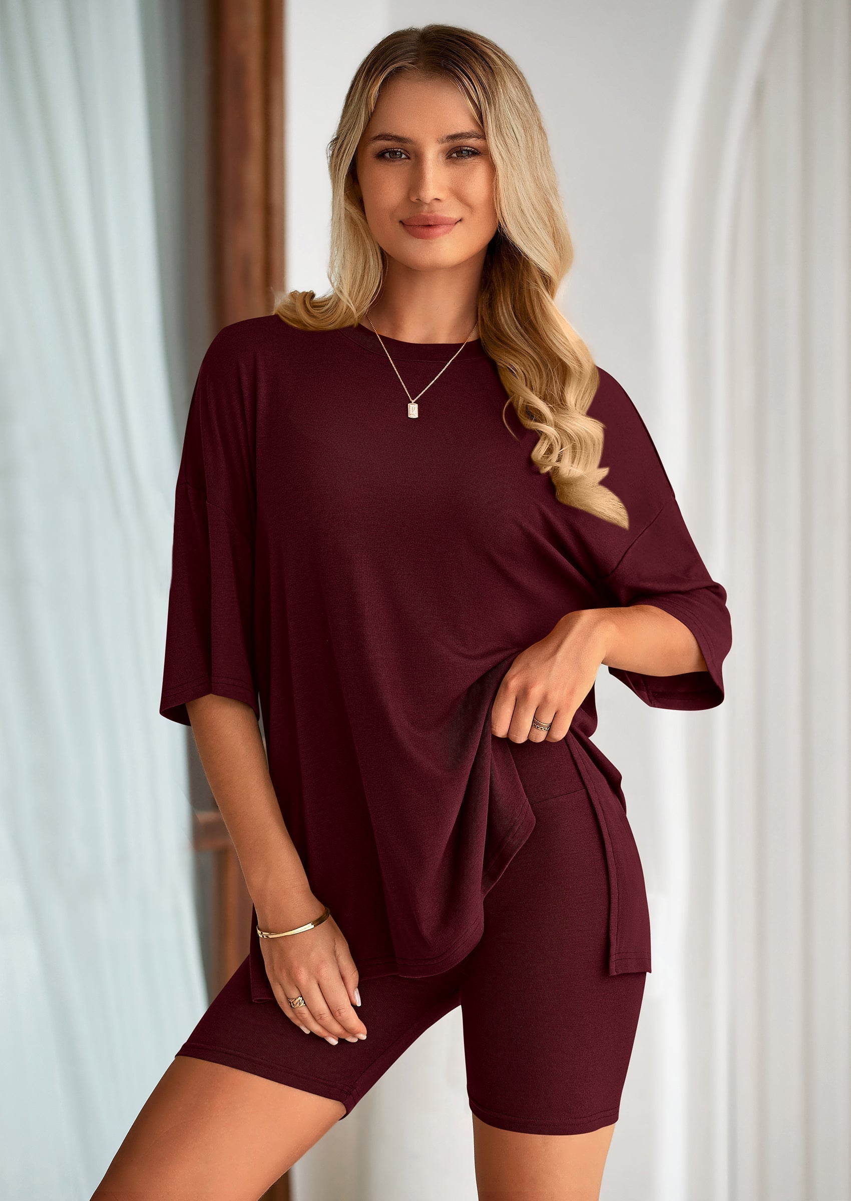 Eh Style Women's Two Piece Lounge Set Summer Casual Oversized