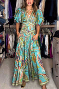 Amelia Quinn | Airy maxi dress with puff sleeves and V-neck