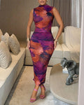 Women's Tie-Dye Mock Neck Sleeveless