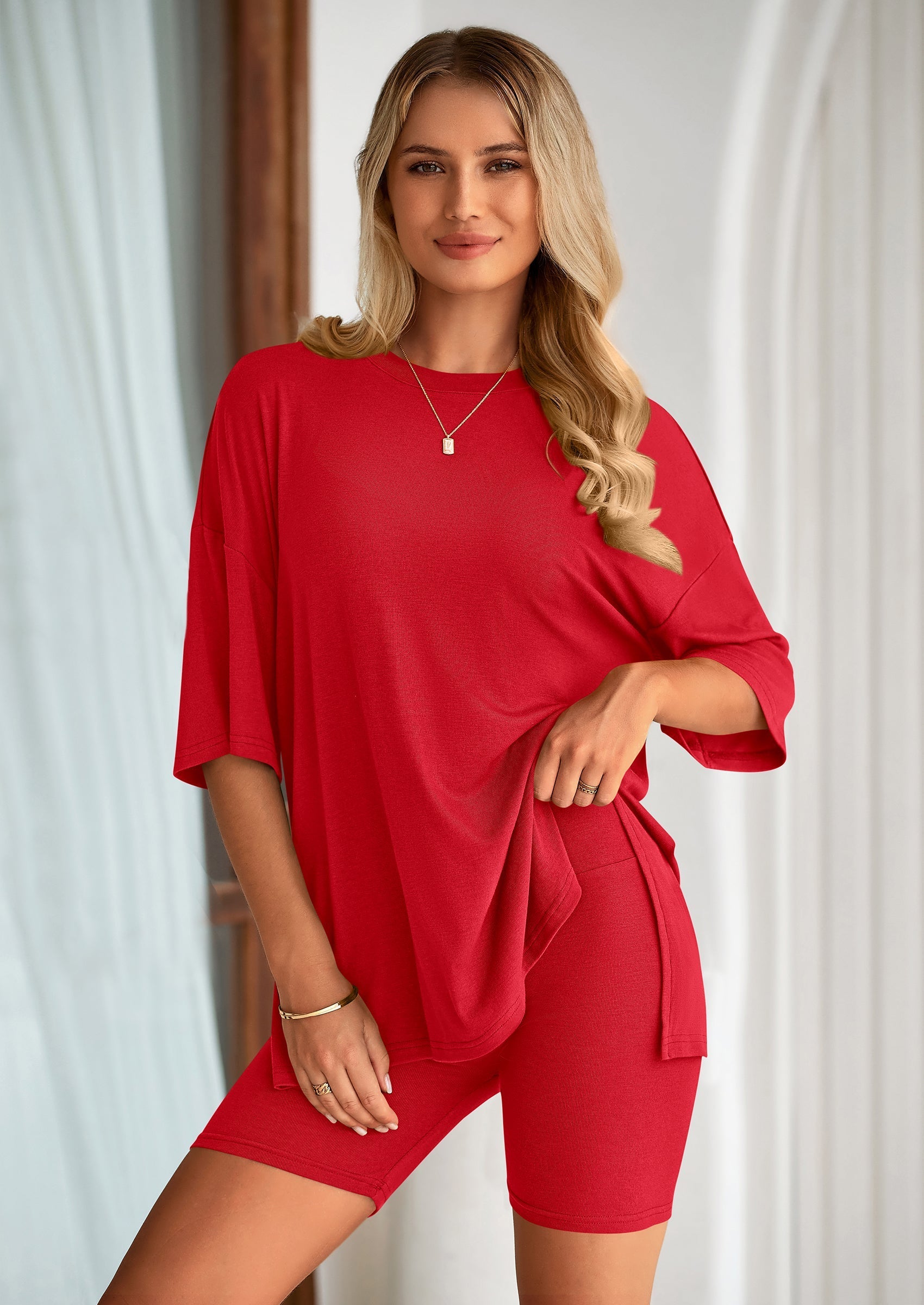 Eh Style Women's Two Piece Lounge Set Summer Casual Oversized