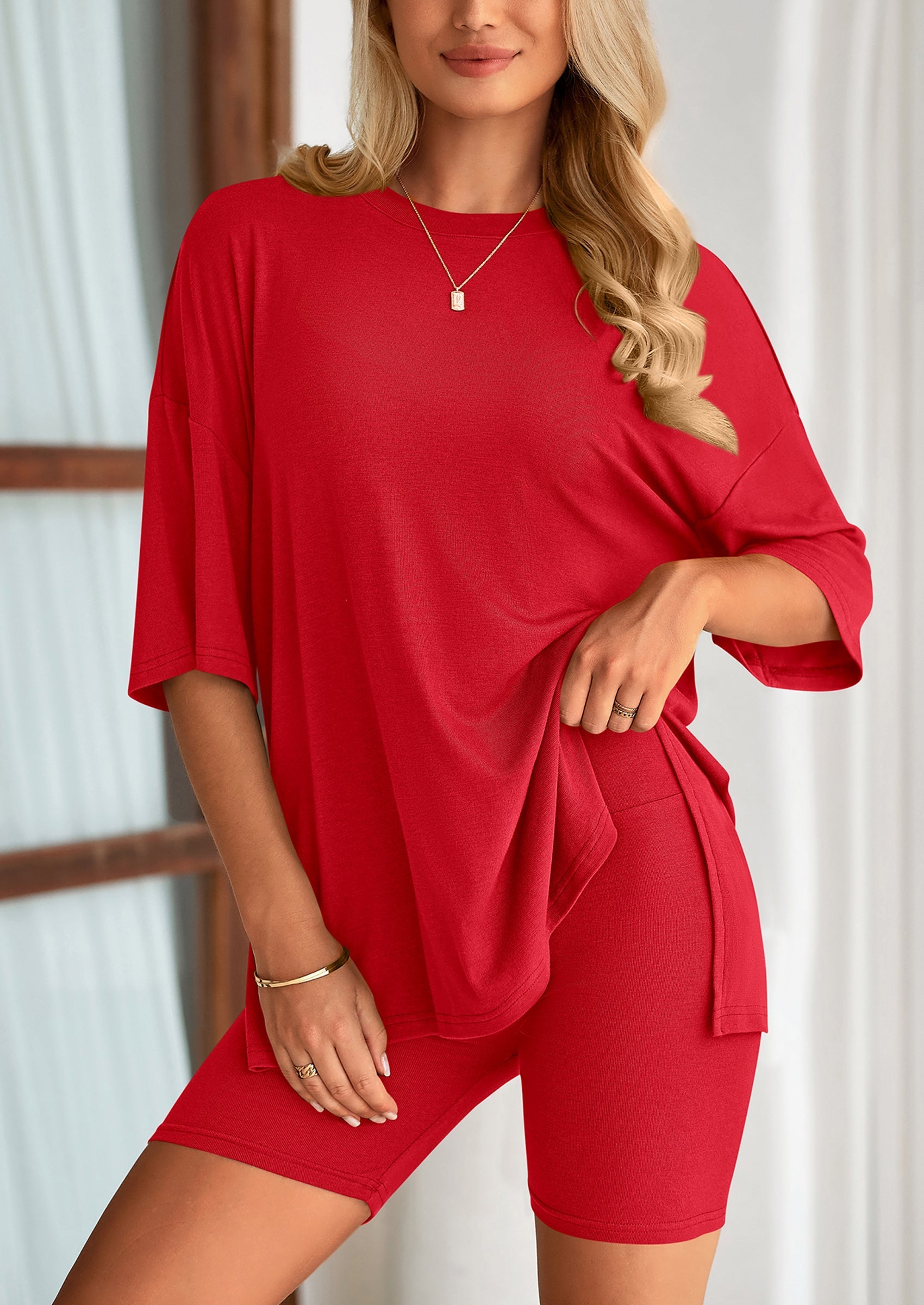 Eh Style Women's Two Piece Lounge Set Summer Casual Oversized