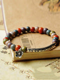Ethnic Style Flower Glaze Bead Ceramic Bracelet