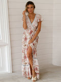 Bohemian Floral Wrap Maxi Dress