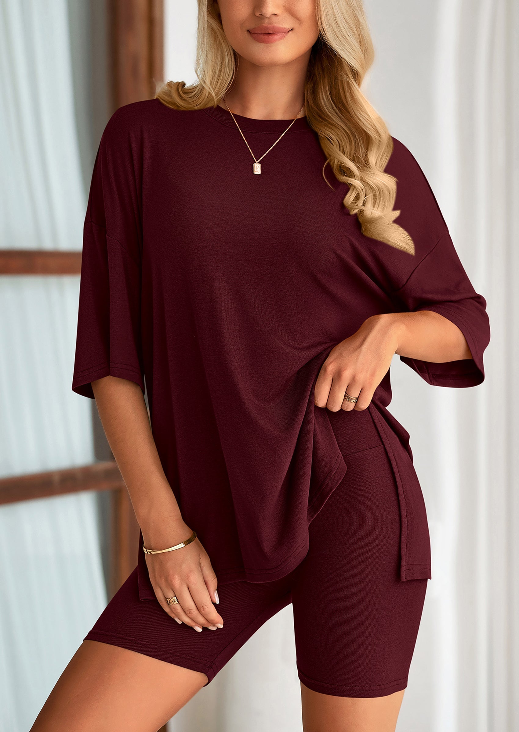 Eh Style Women's Two Piece Lounge Set Summer Casual Oversized