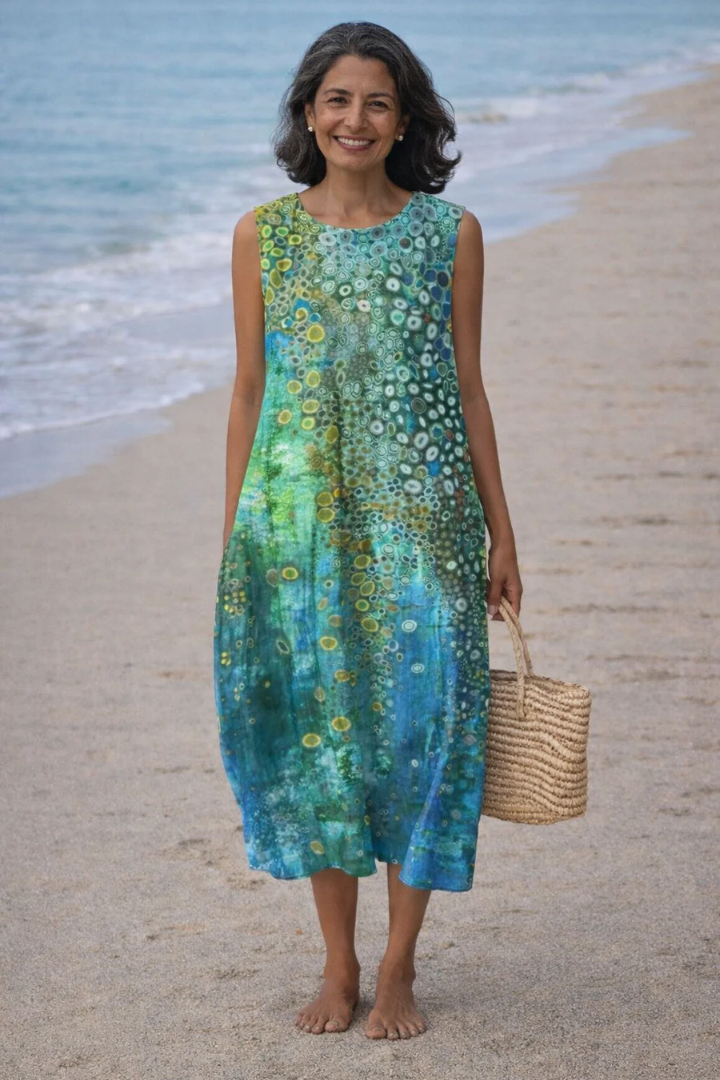 Lía | Midi Dress with Color Blocks and Polka Dots
