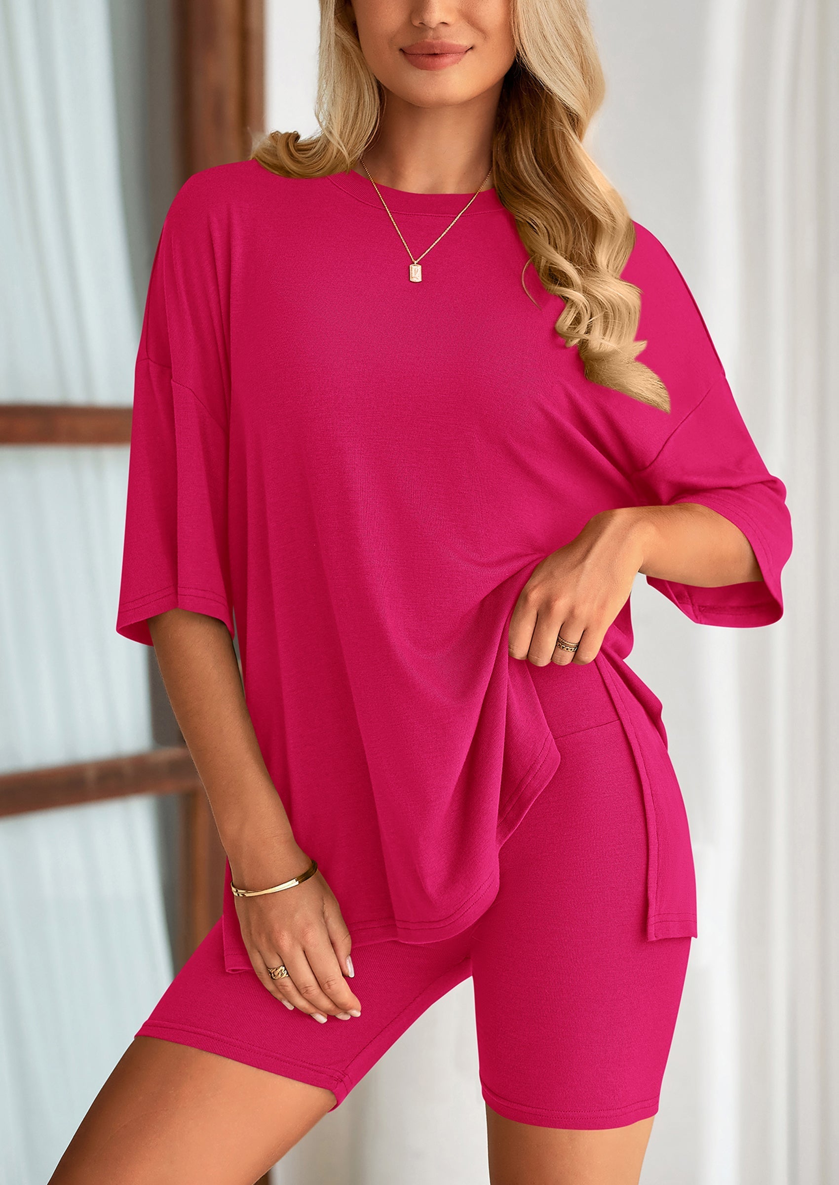 Eh Style Women's Two Piece Lounge Set Summer Casual Oversized