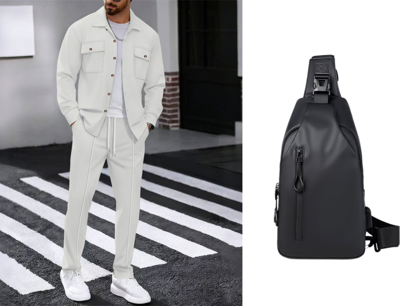 🔥 Men's Waffle Button-Up Jacket & Trousers Set