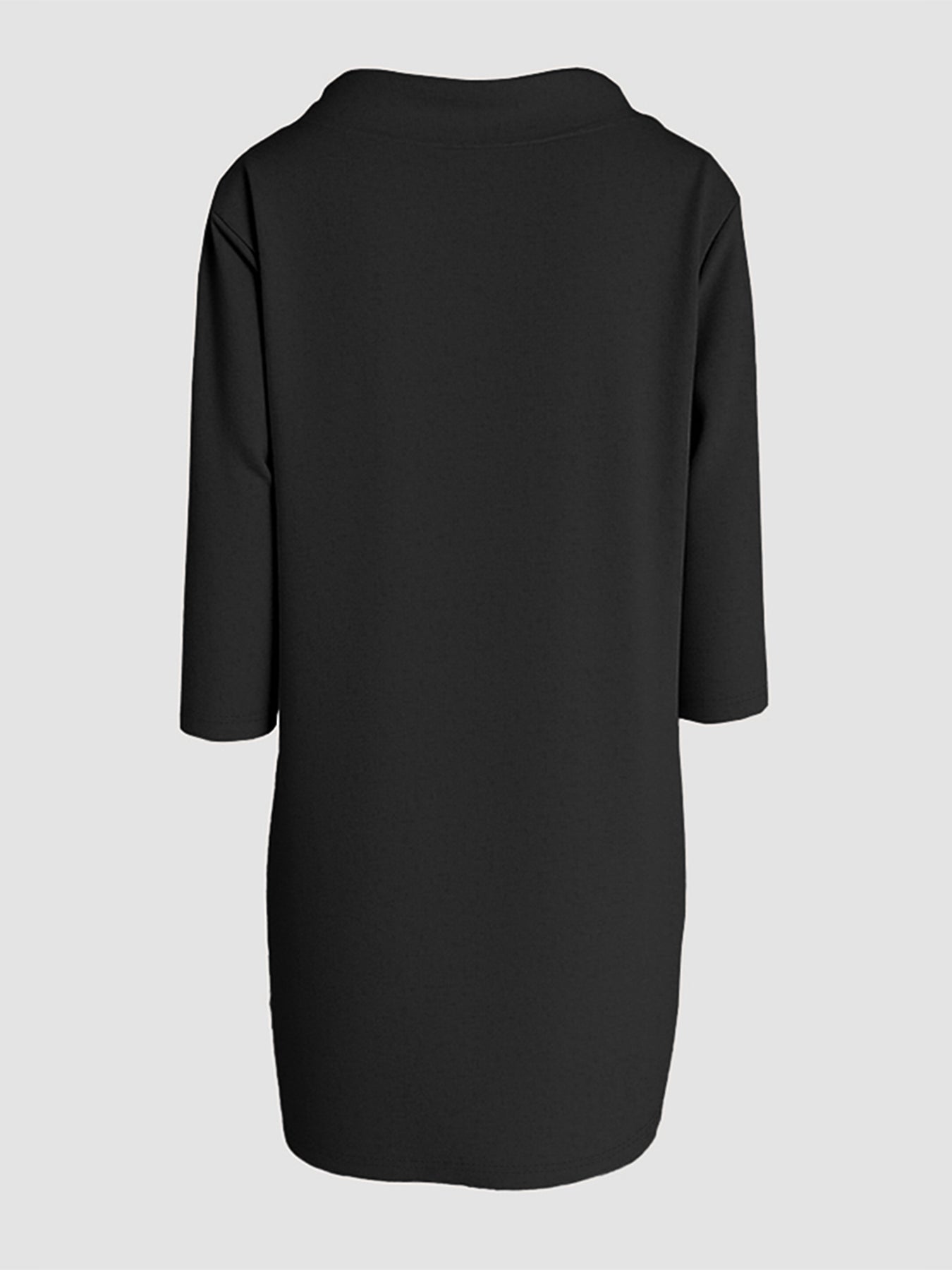 Stand Collar Drawstring Three Quarters Sleeve Casual Sweatshirt Dress