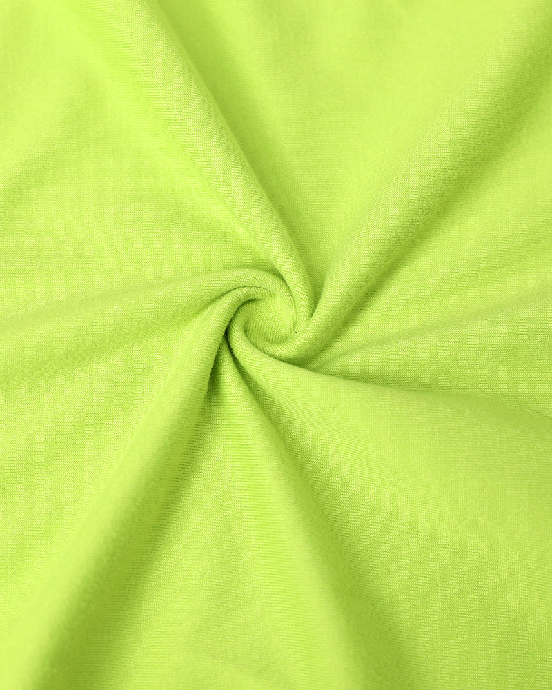 O Neck Short Sleeve Solid Color Cut