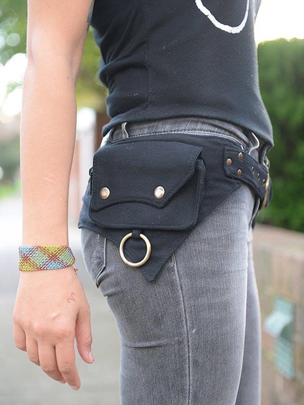 Retro Solid Color Multifunctional Storage Belt Bag