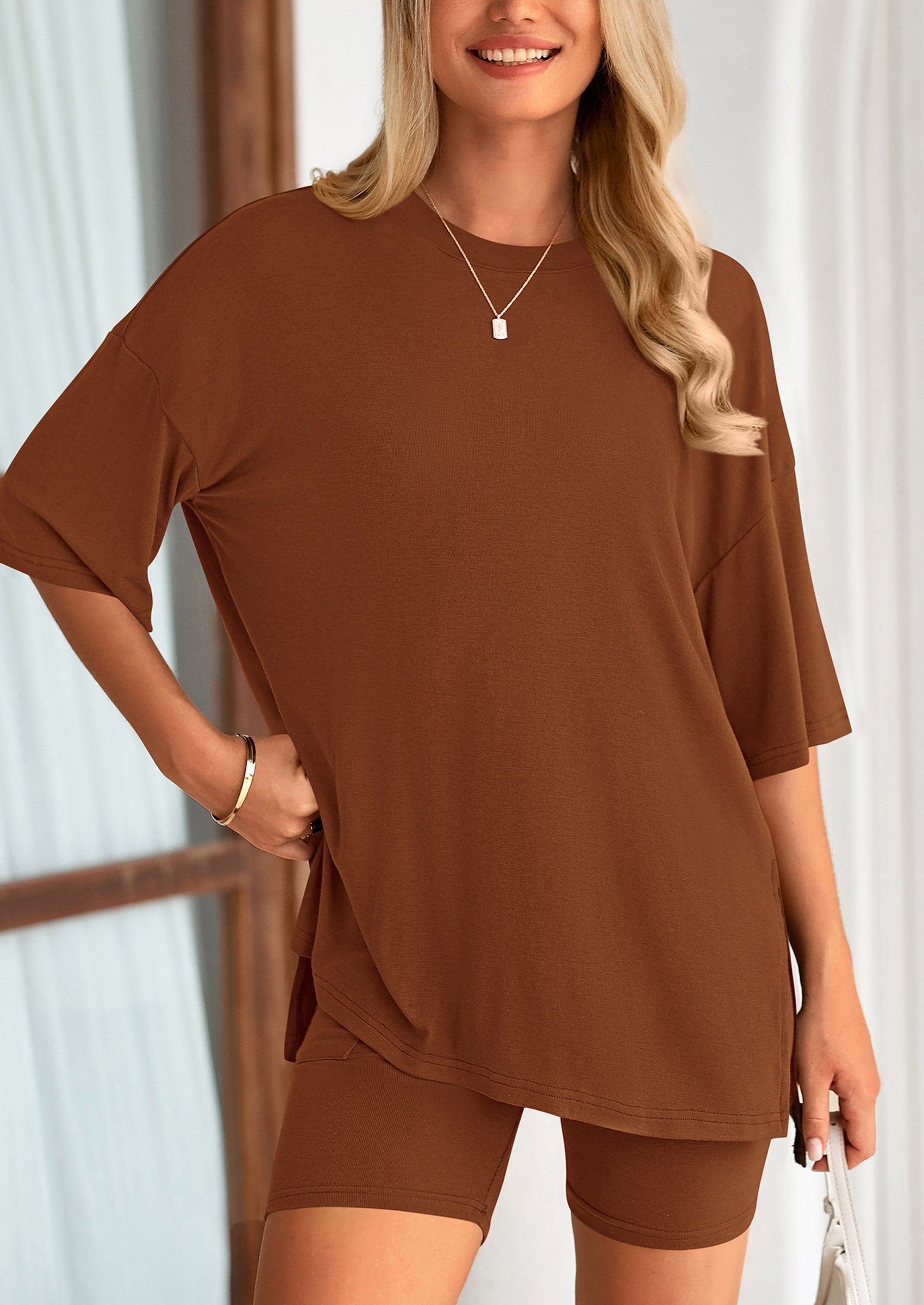 Eh Style Women's Two Piece Lounge Set Summer Casual Oversized