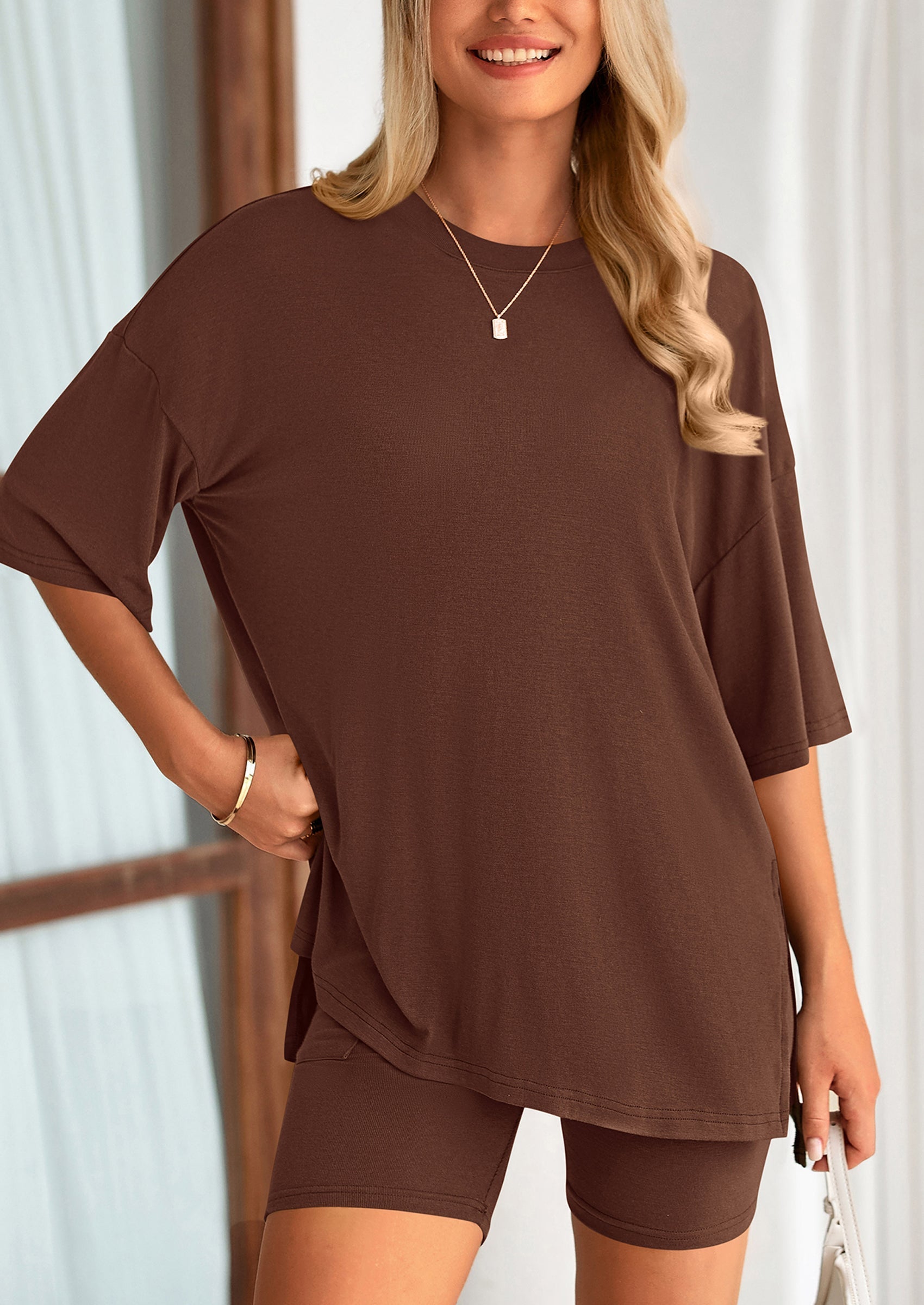 Eh Style Women's Two Piece Lounge Set Summer Casual Oversized