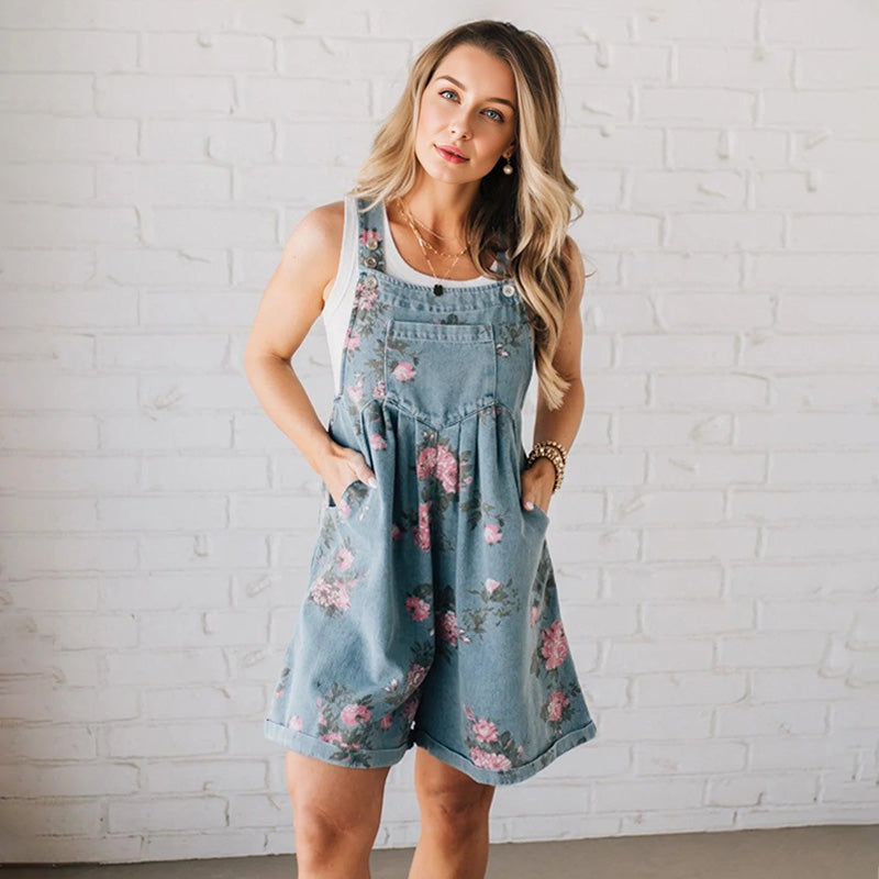 🌸2026 New Fashion🌸 Vintage Floral Printed Denim Jumpsuit💖