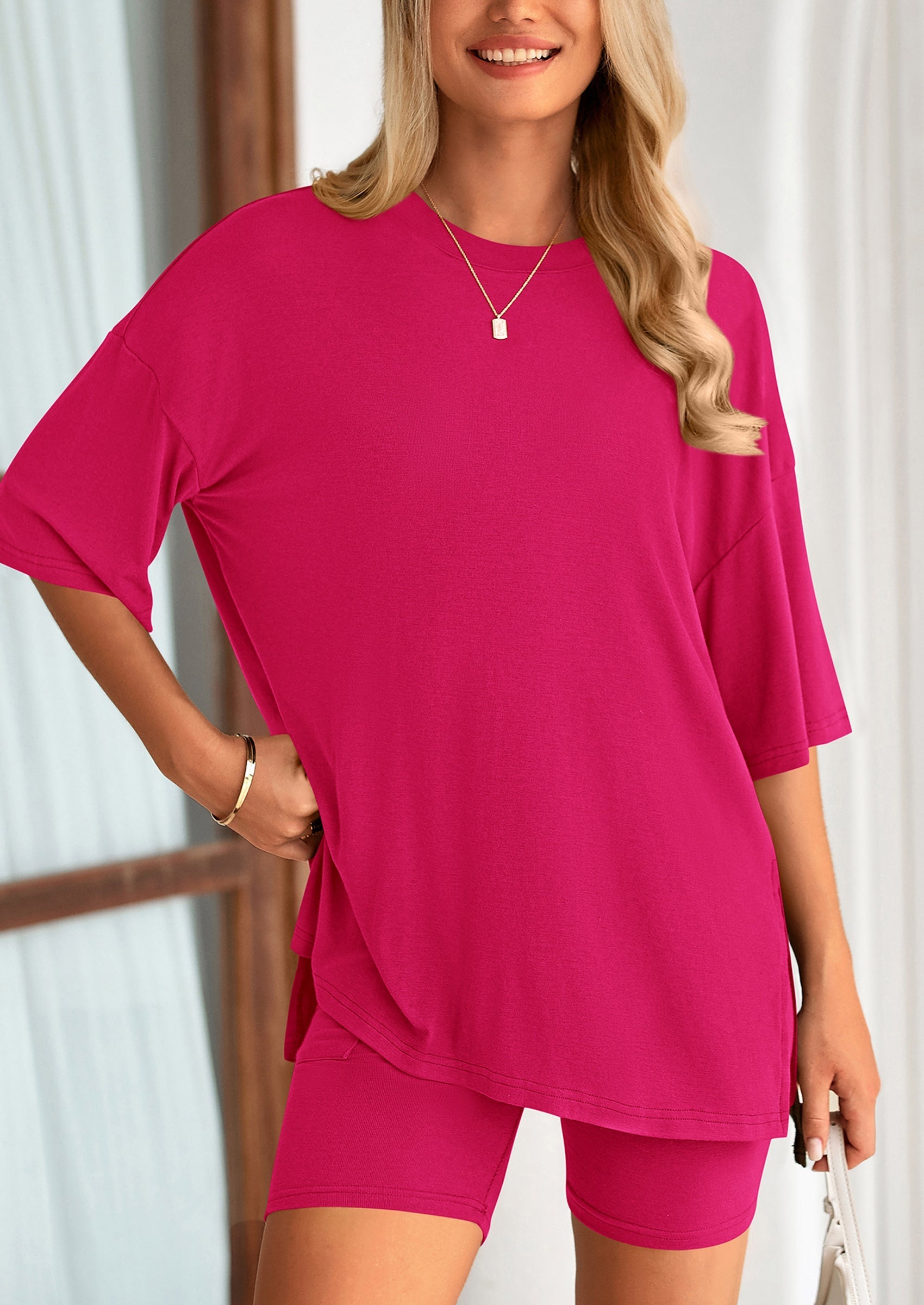 Eh Style Women's Two Piece Lounge Set Summer Casual Oversized