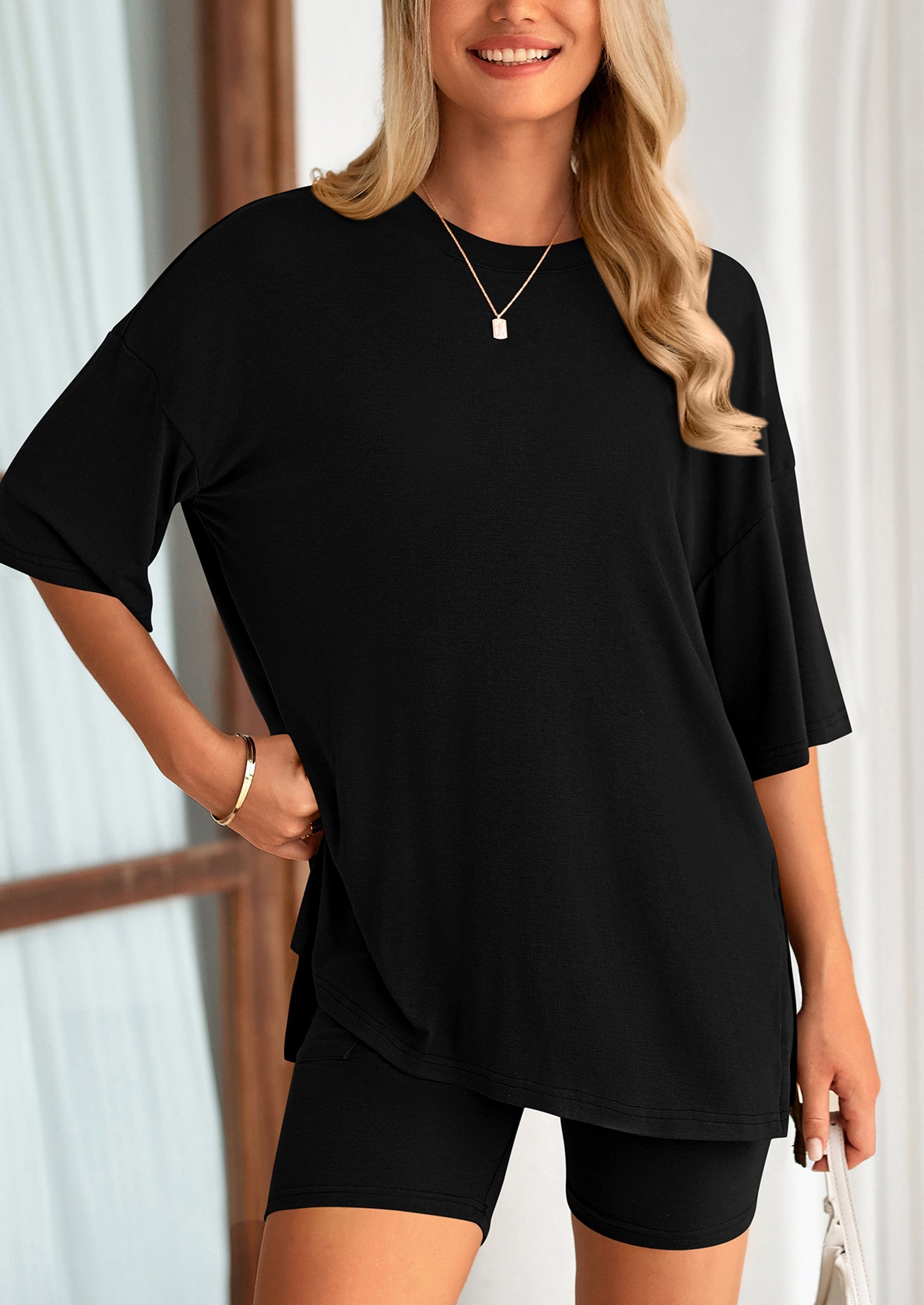 Eh Style Women's Two Piece Lounge Set Summer Casual Oversized