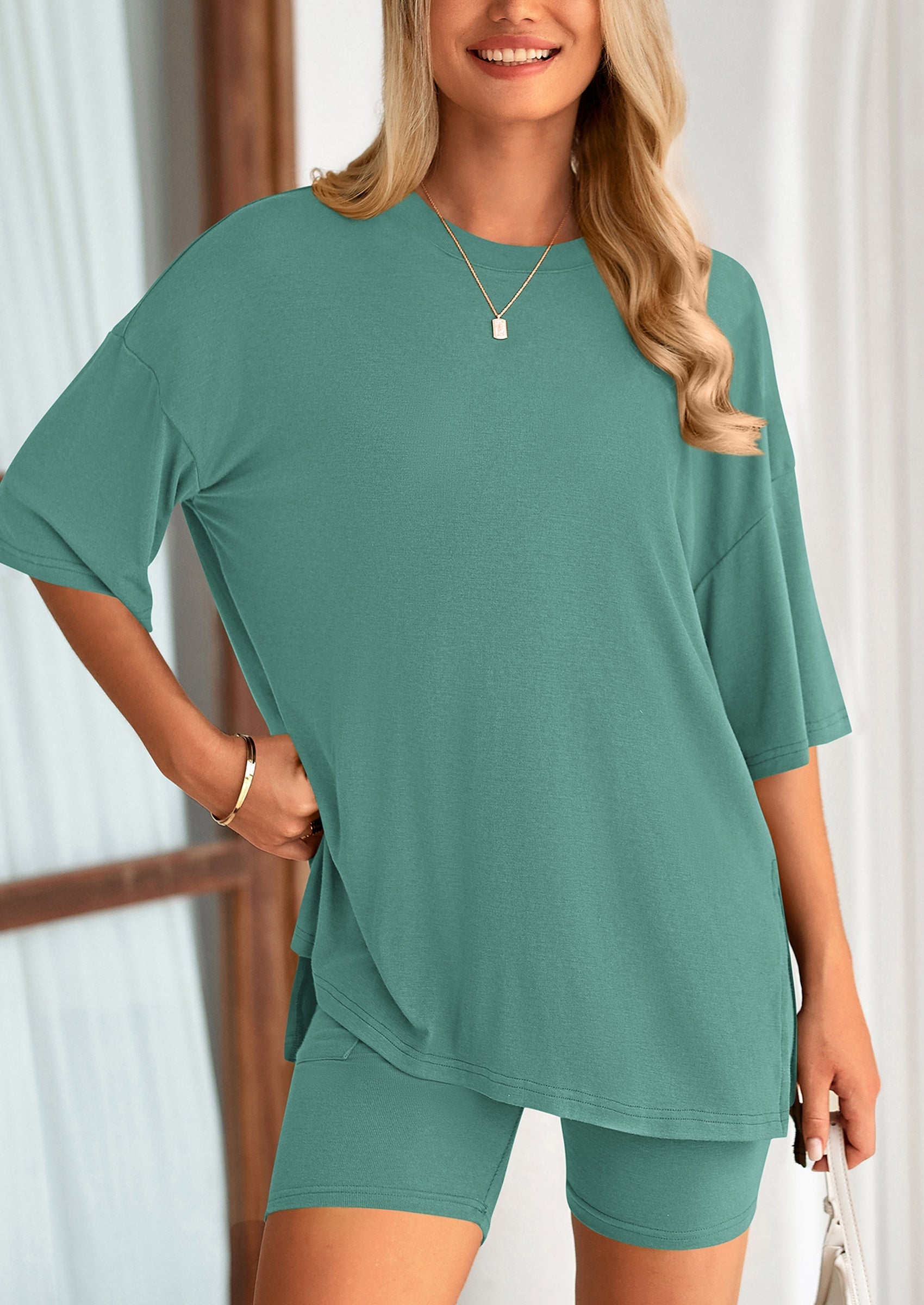 Eh Style Women's Two Piece Lounge Set Summer Casual Oversized