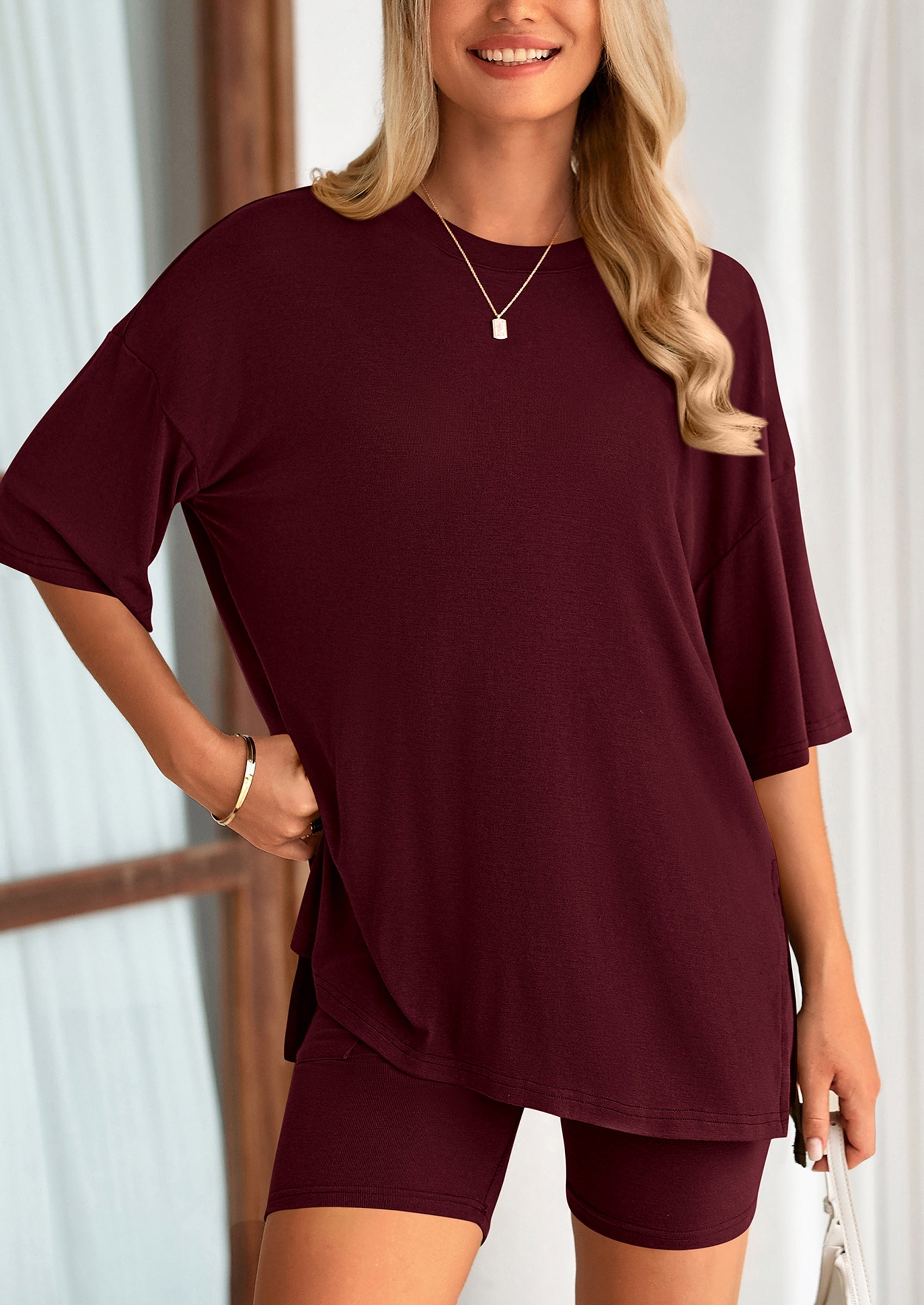 Eh Style Women's Two Piece Lounge Set Summer Casual Oversized