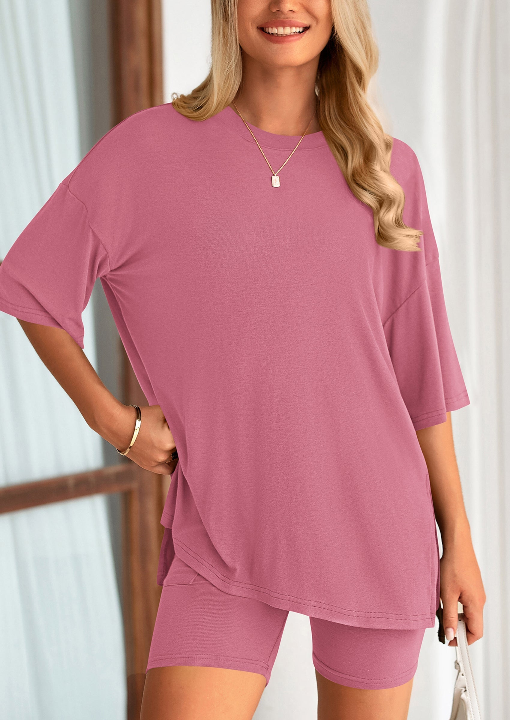 Eh Style Women's Two Piece Lounge Set Summer Casual Oversized