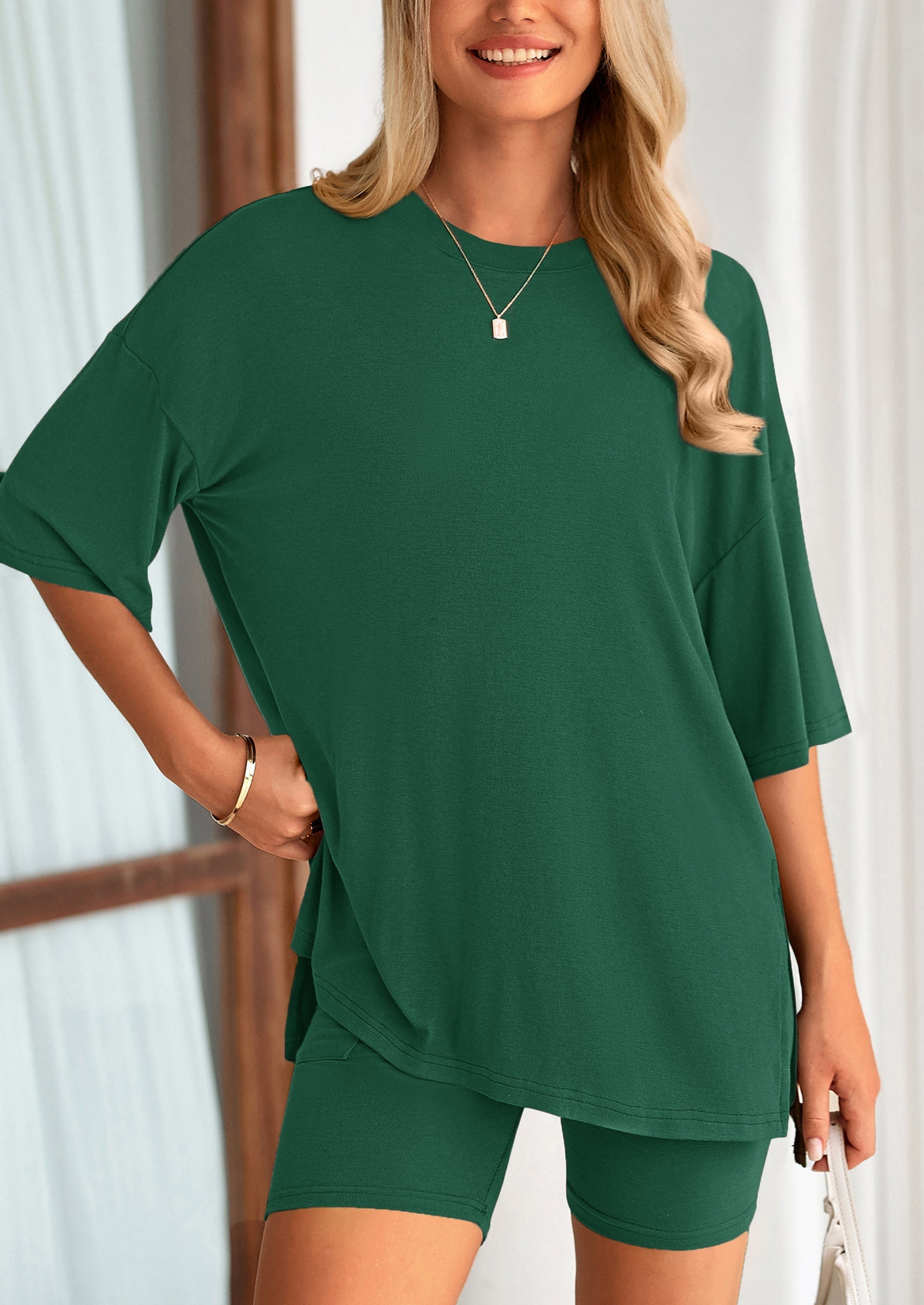 Eh Style Women's Two Piece Lounge Set Summer Casual Oversized