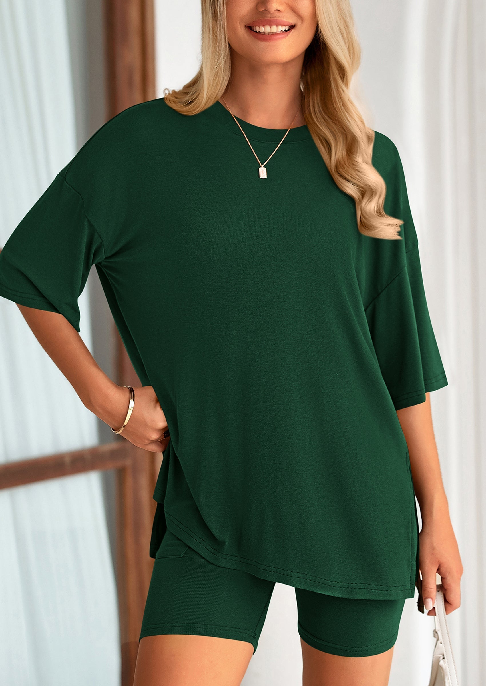Eh Style Women's Two Piece Lounge Set Summer Casual Oversized