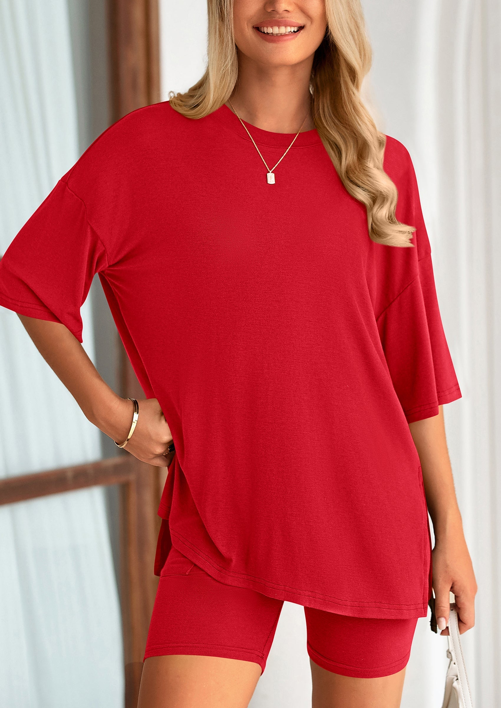 Eh Style Women's Two Piece Lounge Set Summer Casual Oversized