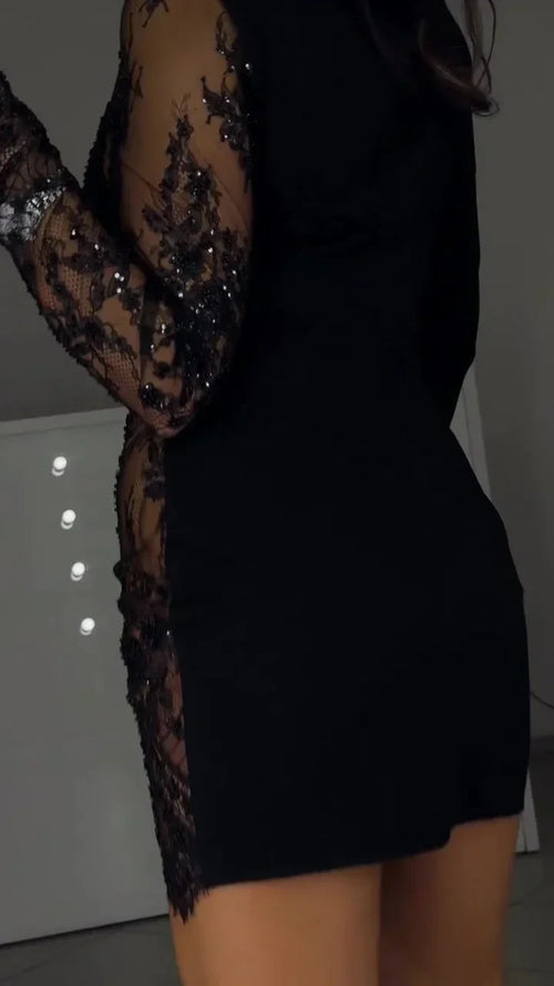 Amelia - Lace Accent Mini Dress
