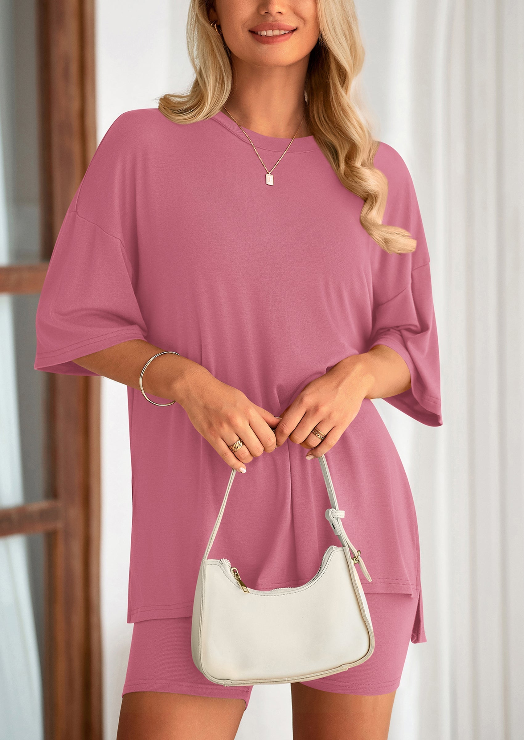 Eh Style Women's Two Piece Lounge Set Summer Casual Oversized