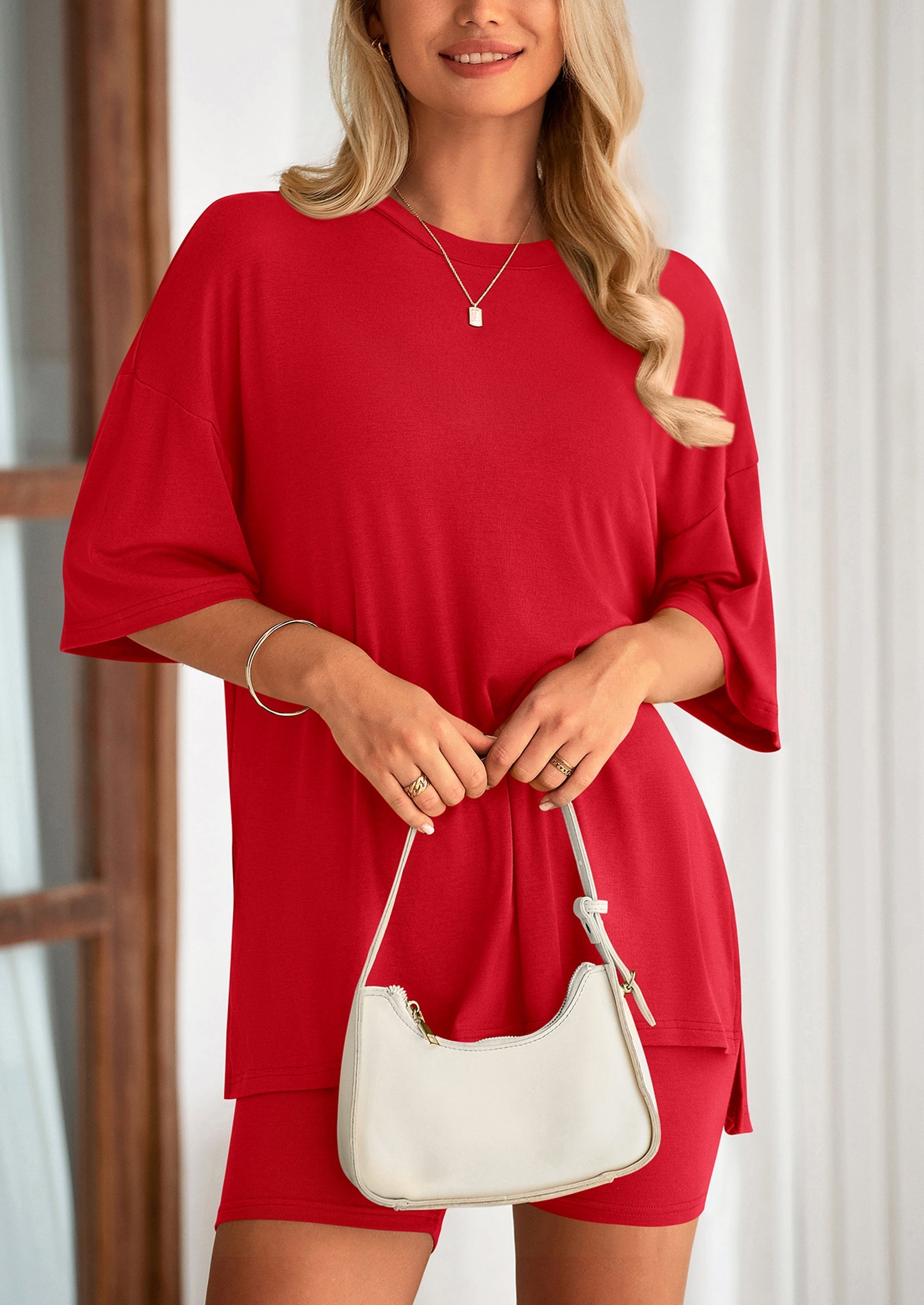 Eh Style Women's Two Piece Lounge Set Summer Casual Oversized