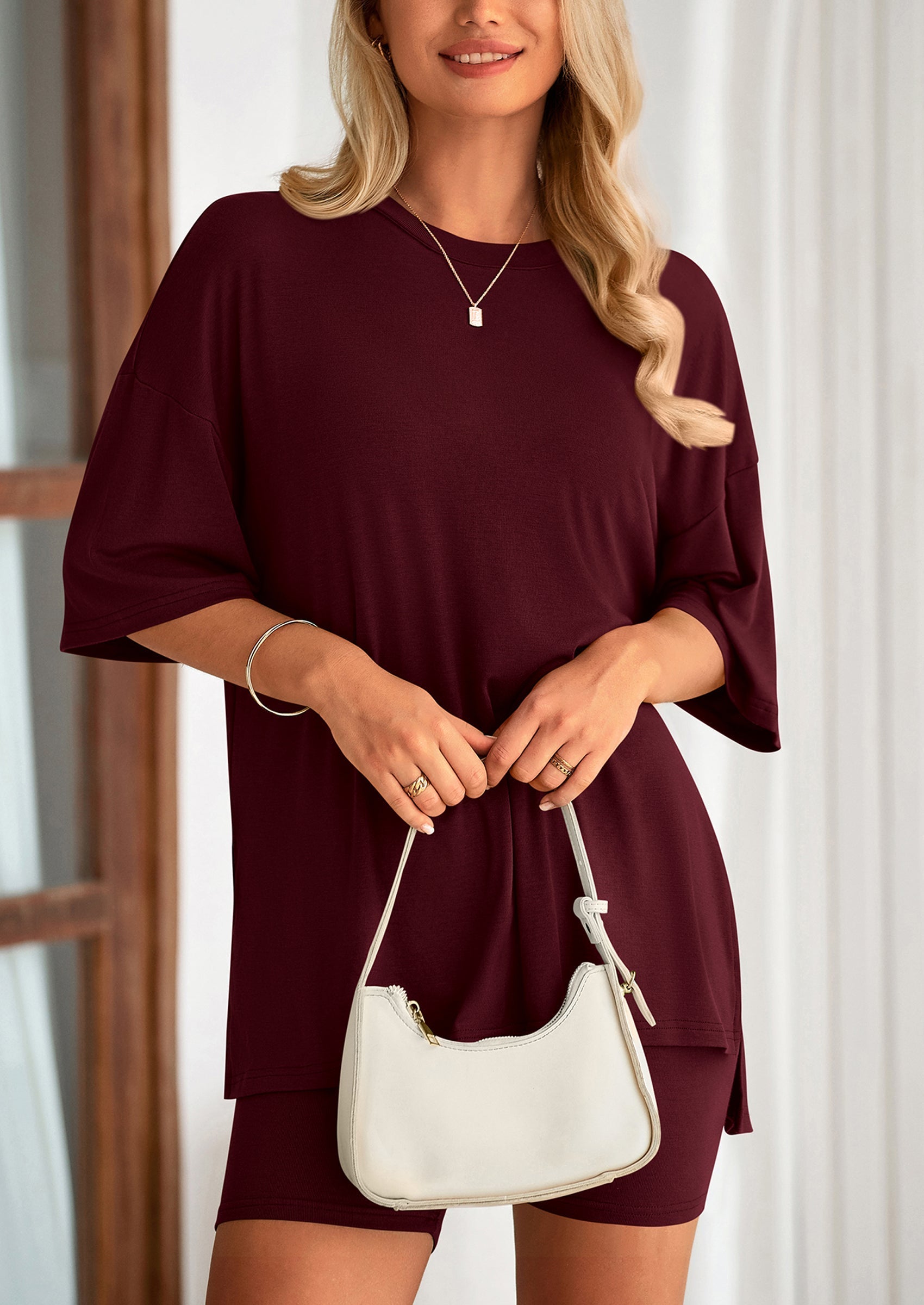 Eh Style Women's Two Piece Lounge Set Summer Casual Oversized