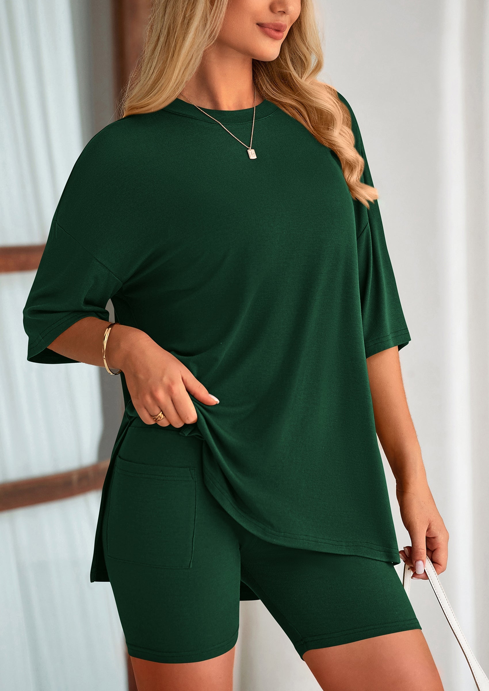 Eh Style Women's Two Piece Lounge Set Summer Casual Oversized