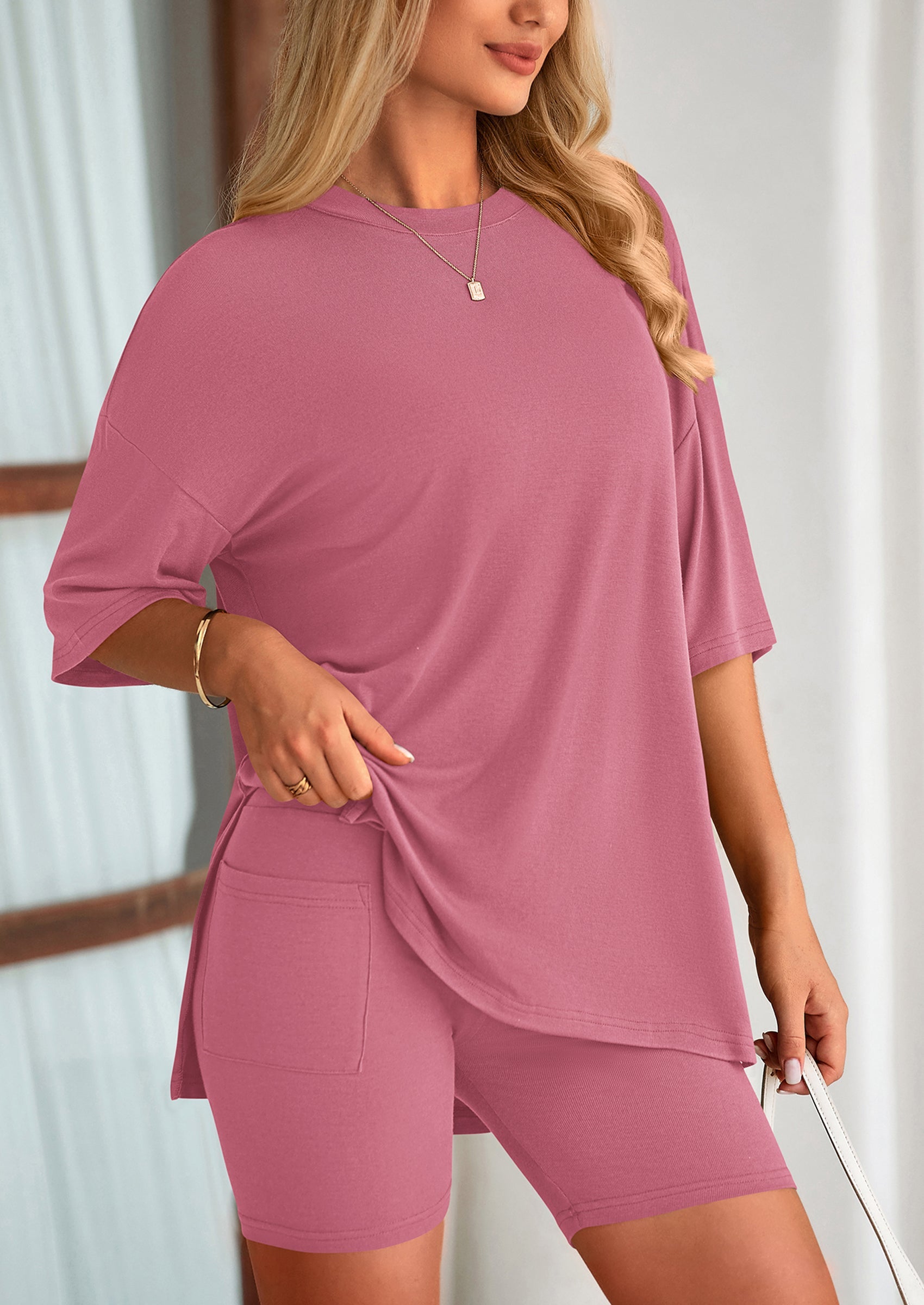Eh Style Women's Two Piece Lounge Set Summer Casual Oversized