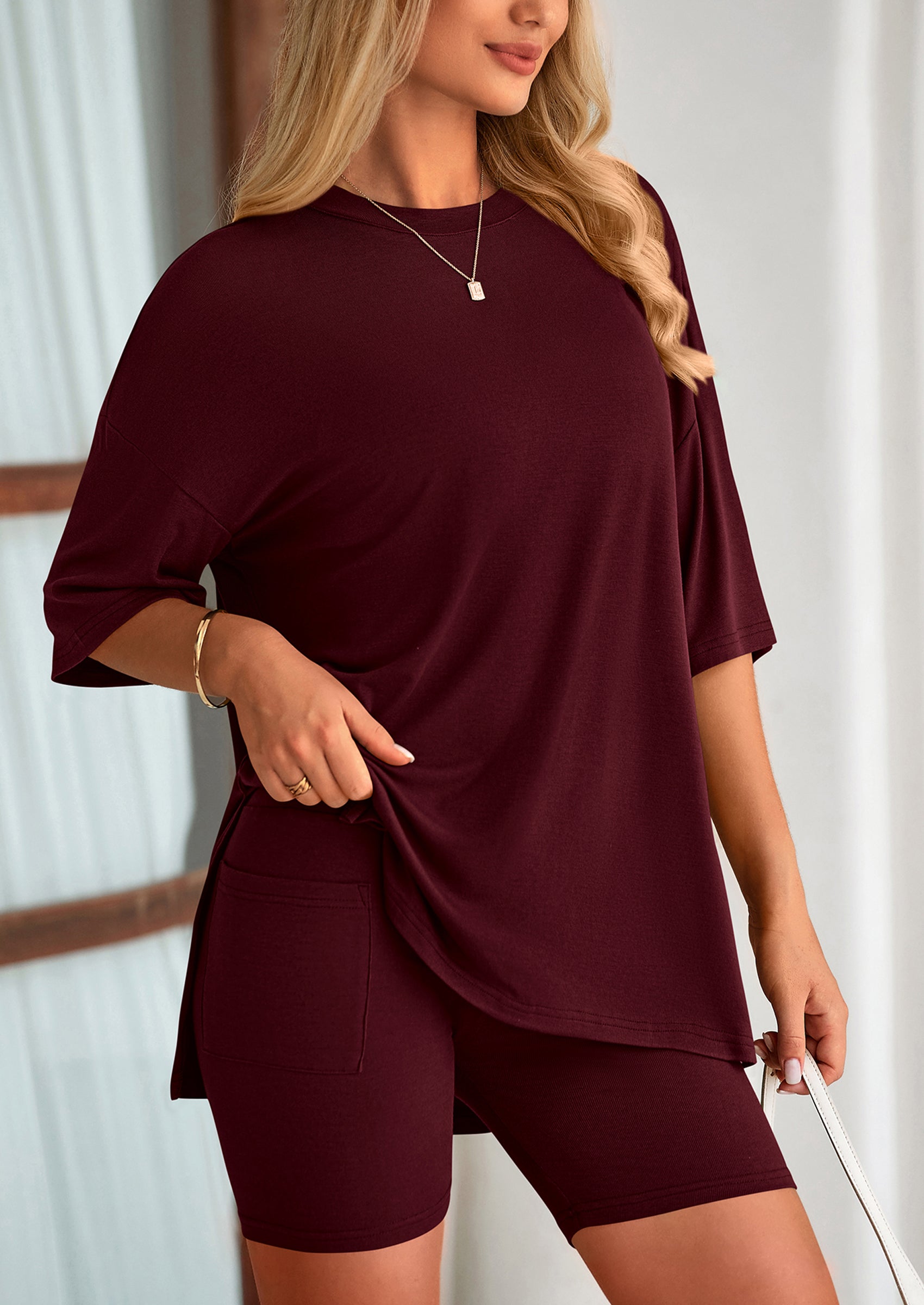 Eh Style Women's Two Piece Lounge Set Summer Casual Oversized