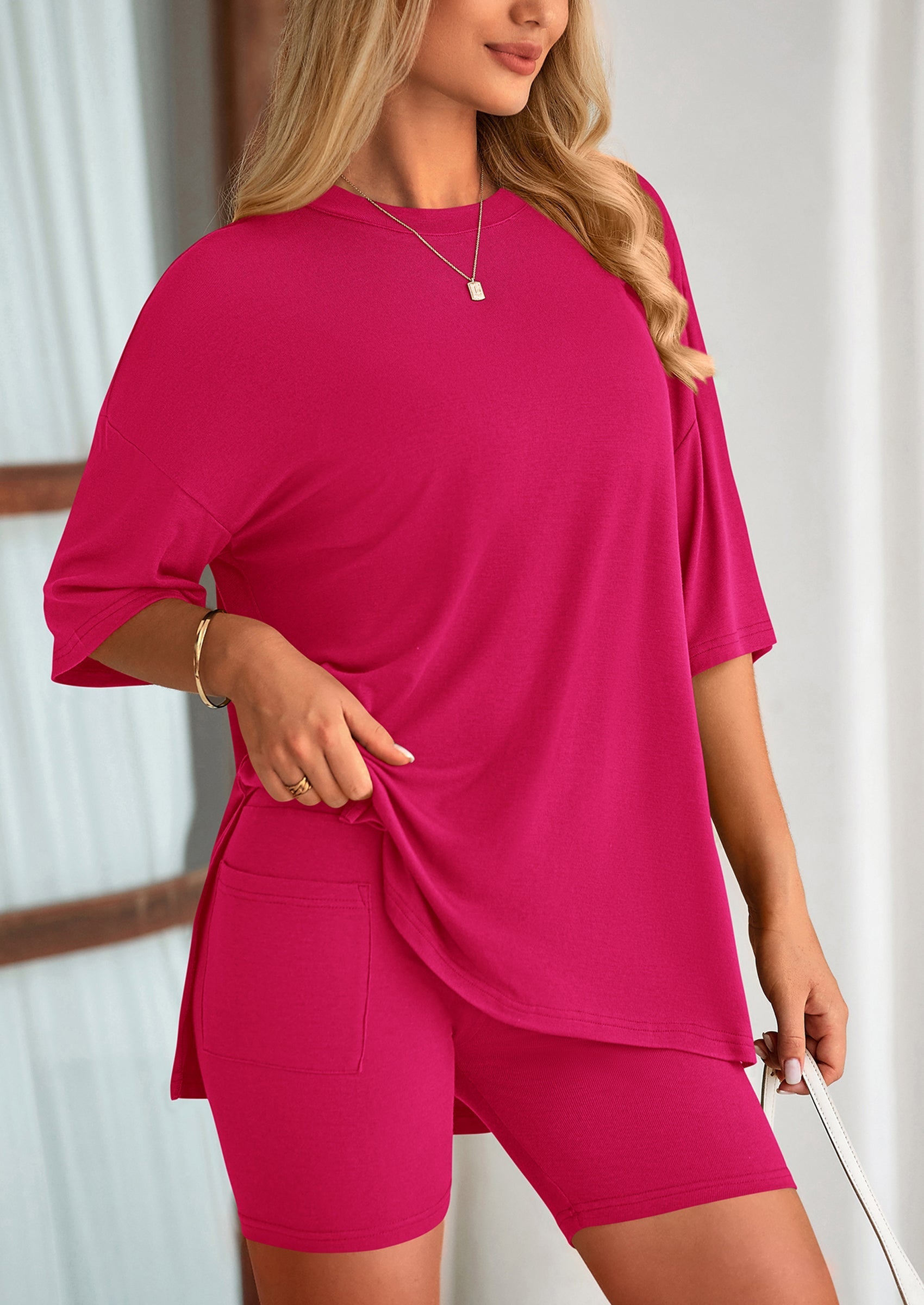 Eh Style Women's Two Piece Lounge Set Summer Casual Oversized