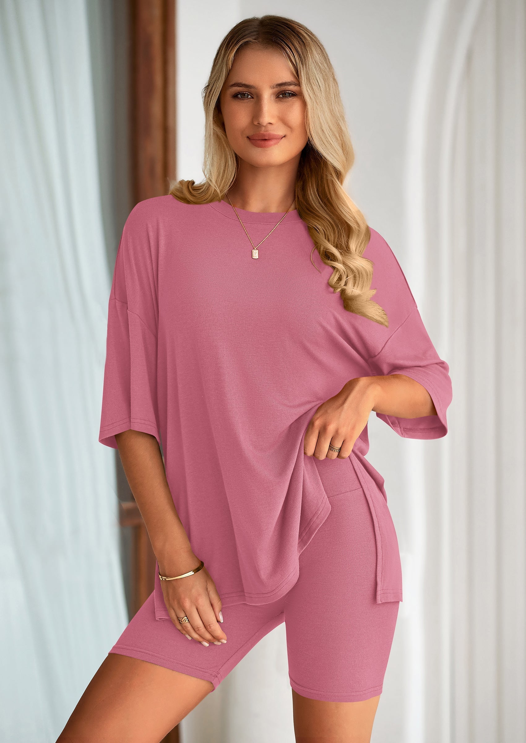 Eh Style Women's Two Piece Lounge Set Summer Casual Oversized