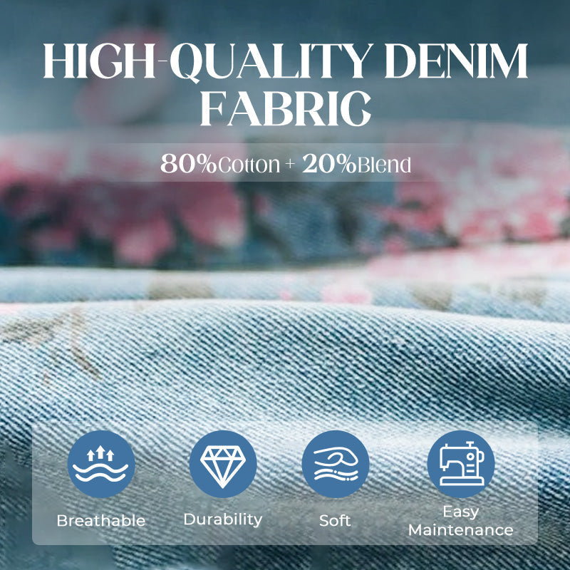 🌸2026 New Fashion🌸 Vintage Floral Printed Denim Jumpsuit💖