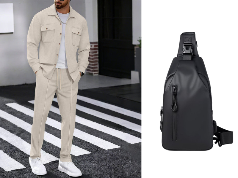🔥 Men's Waffle Button-Up Jacket & Trousers Set