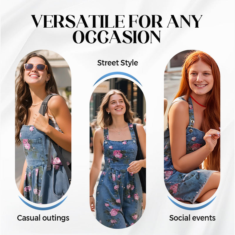 🌸2026 New Fashion🌸 Vintage Floral Printed Denim Jumpsuit💖