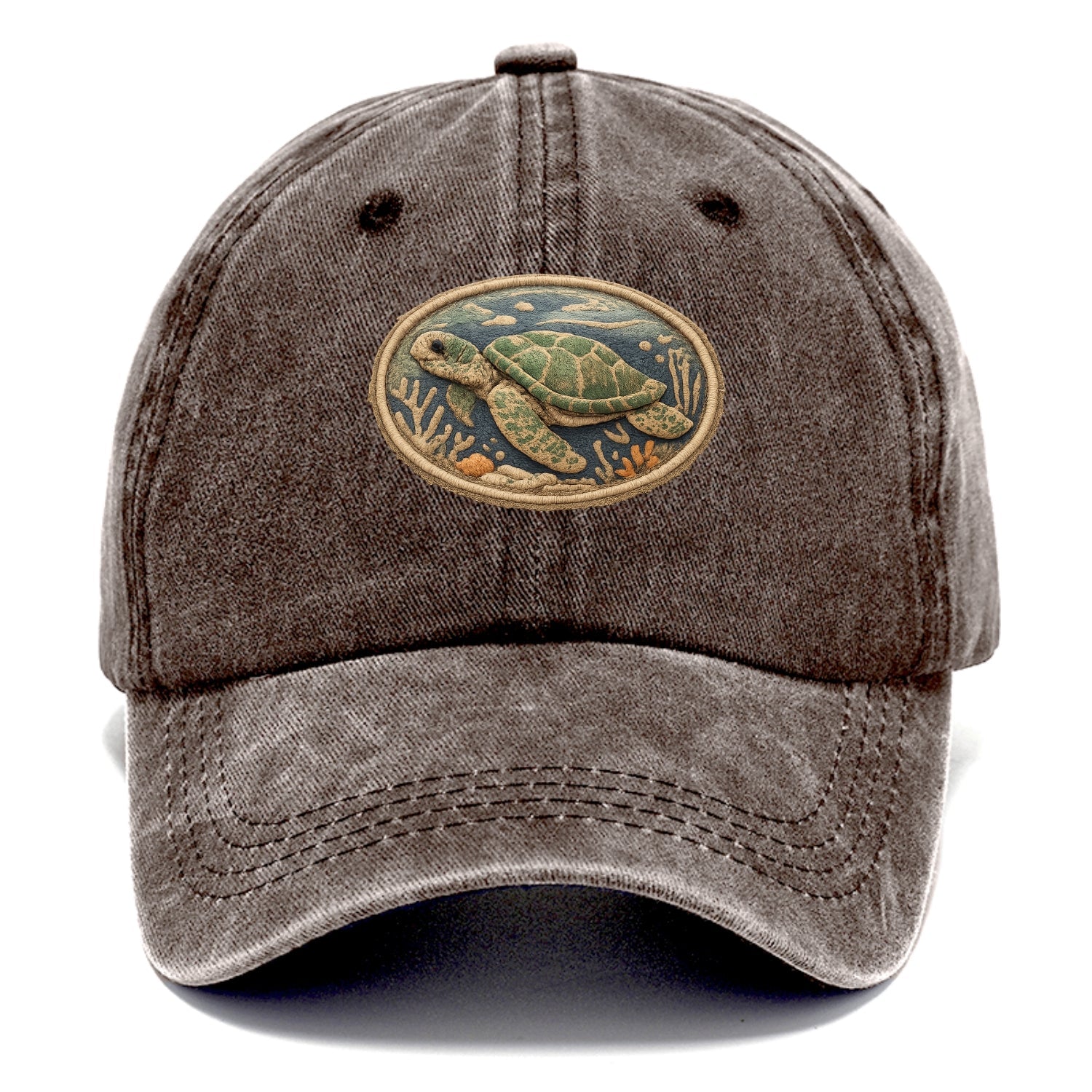 SEA TURTLE - swimming turtle in green and blue , ocean life - Classic Cap