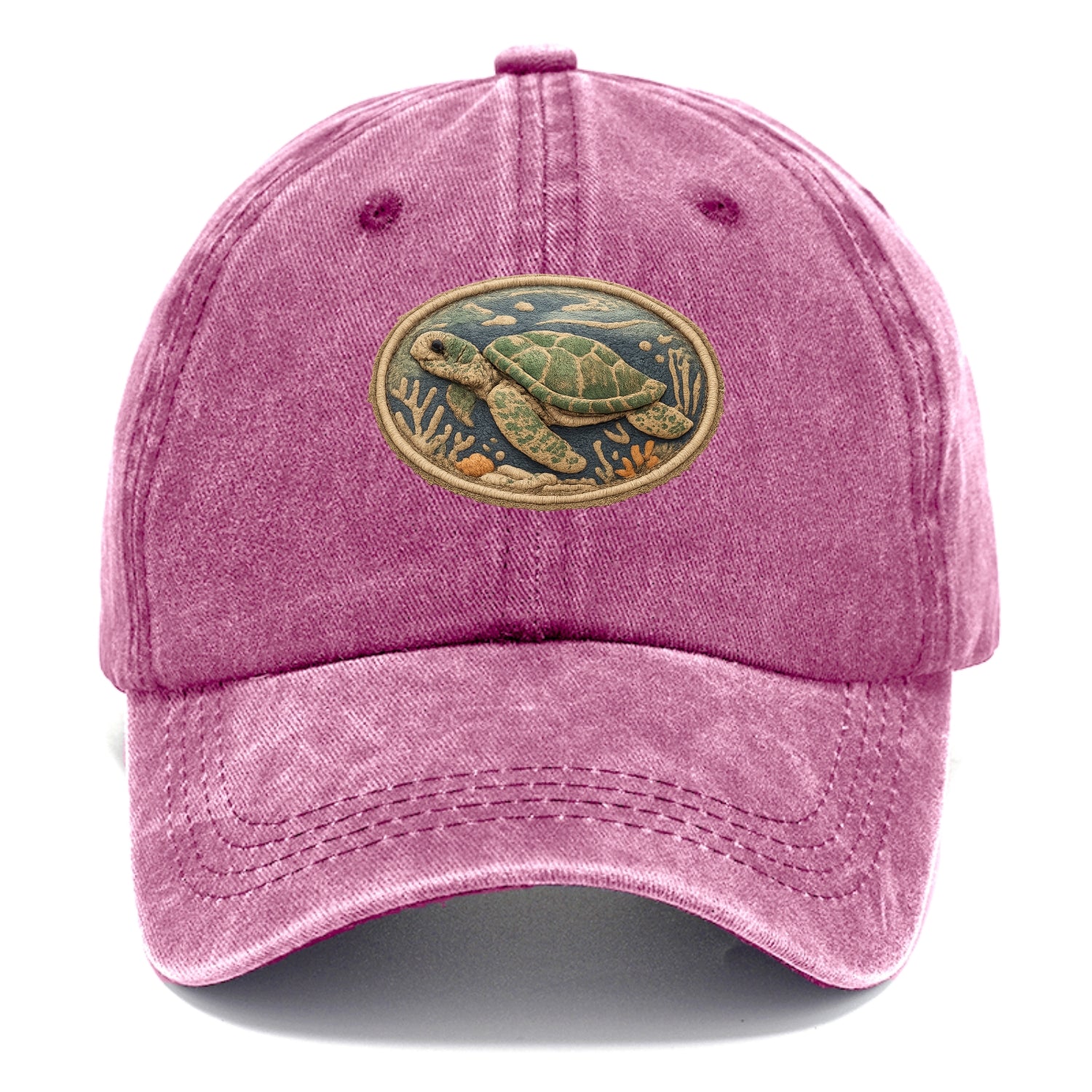 SEA TURTLE - swimming turtle in green and blue , ocean life - Classic Cap