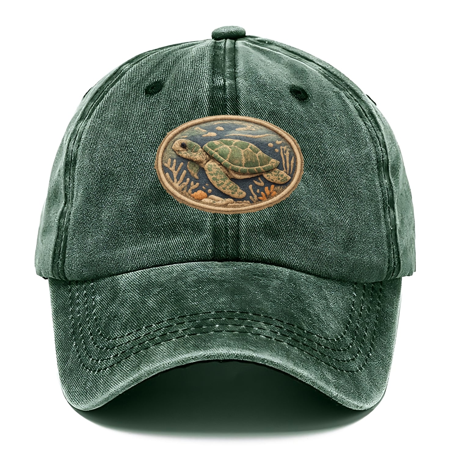 SEA TURTLE - swimming turtle in green and blue , ocean life - Classic Cap