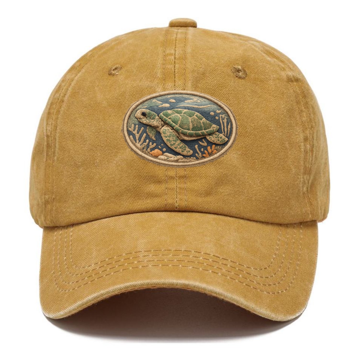 SEA TURTLE - swimming turtle in green and blue , ocean life - Classic Cap