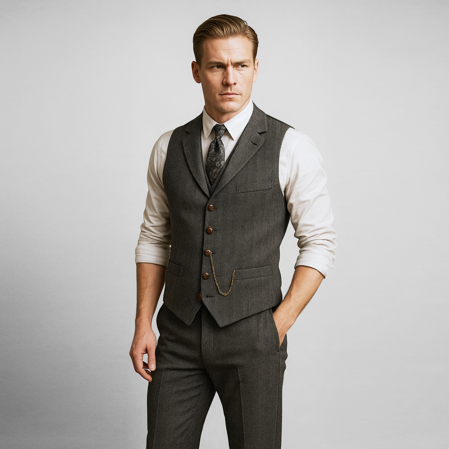 Graham Herringbone Tweed Vest