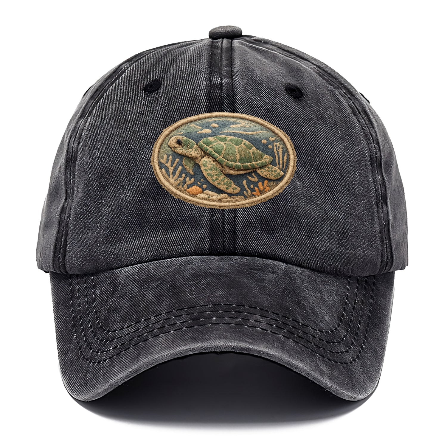SEA TURTLE - swimming turtle in green and blue , ocean life - Classic Cap