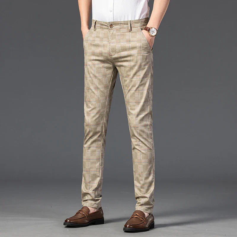 Plaid Stretch Dress Pants
