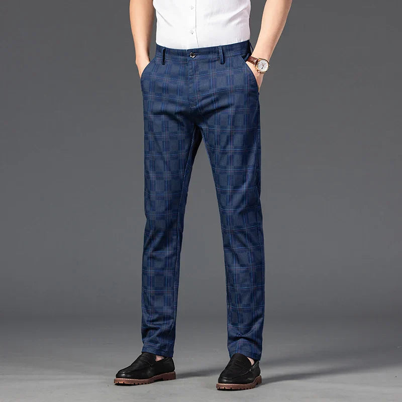 Plaid Stretch Dress Pants