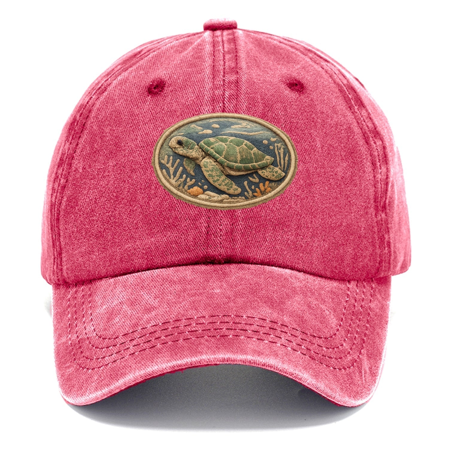 SEA TURTLE - swimming turtle in green and blue , ocean life - Classic Cap