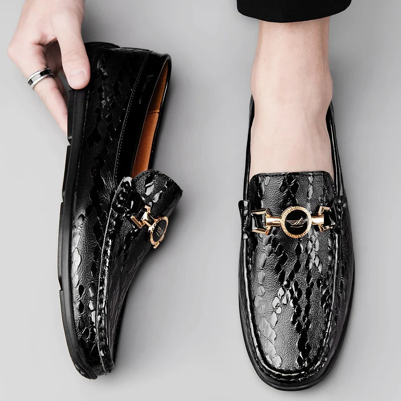 Draco Embossed Leather Loafer (Men)