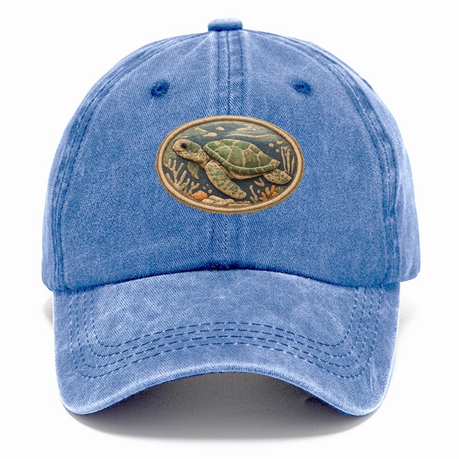SEA TURTLE - swimming turtle in green and blue , ocean life - Classic Cap