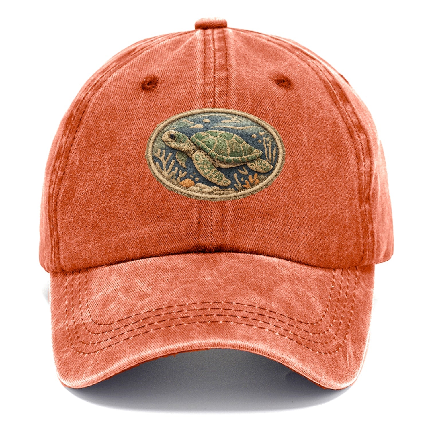 SEA TURTLE - swimming turtle in green and blue , ocean life - Classic Cap